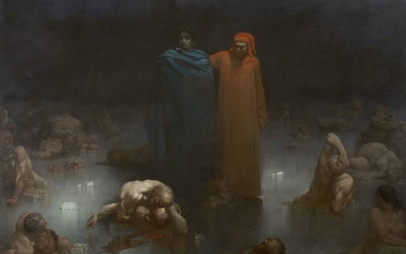 Gustave Doré,Virgile et Dante dans le 9e cercle de l'Enfer, 1861, huile sur toile, INV.982.234 , Ville de Bourg-en-Bresse - Monastère royal de Brou © Hugo Maertens